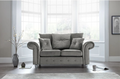 Olympia Sofa | 2 Seater | Plush Velvet | Grey | Chrome Studded Arms | Free UK Delivery