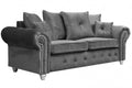 Olympia Chesterfield Sofa | 3 Seater | Plush Velvet | Grey | Studded Winged Arms | Free UK Delivery
