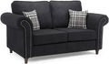 Oakland Sofa | 2 Seater | Faux Leather | Tan, Grey and Black | Chesterfield-Style Studded Design | Free UK Delivery