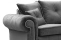 Olympia Chesterfield Sofa | 3 Seater | Plush Velvet | Grey | Studded Winged Arms | Free UK Delivery