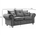Olympia Sofa | 2 Seater | Plush Velvet | Grey | Chrome Studded Arms | Free UK Delivery