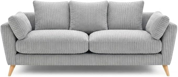Harlow Jumbo Cord 2 Seater Sofa, Modern Tailored Design for Compact Living Rooms, Plump Scatter Back Cushions, Solid Hardwood Frame with Wooden Legs