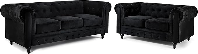 Bliss Furniture LTD 3 + 2 Velvet Chesterfield Sofa Set