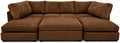 Brown - Jumbo Cord U-Shape Sofa with Footstool