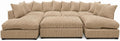 Beige - Scatter Back Jumbo Cord U-Shape Sofa with Footstool