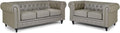 Bliss Chesterfield 3+2 Sofa Set | 3+2 Seater Set | Faux Leather | Black, Grey and Brown | Button-Tufted Back | Free UK Delivery
