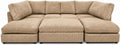 Beige - Jumbo Cord U-Shape Sofa with Footstool