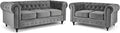 Bliss Furniture LTD 3 + 2 Velvet Chesterfield Sofa Set