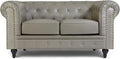 Bliss Chesterfield 2 Seater Sofa | 2 Seater | Faux Leather | Black, Grey and Brown | Button-Tufted Back | Free UK Delivery