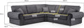 Wilcot 5 Seater Corner Sofa | 5 Seater Corner | Soft Polyester | Grey | Space-Saving Corner Design | Free UK Delivery