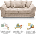 Chenille 3 Seater Sofa | 3 Seater | Chenille | 5 Colours | Deep-Filled Foam Seats | Free UK Delivery