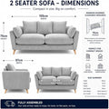 Harlow Jumbo Cord 2 Seater Sofa, Modern Tailored Design for Compact Living Rooms, Plump Scatter Back Cushions, Solid Hardwood Frame with Wooden Legs