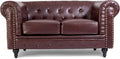 Bliss Chesterfield 2 Seater Sofa | 2 Seater | Faux Leather | Black, Grey and Brown | Button-Tufted Back | Free UK Delivery