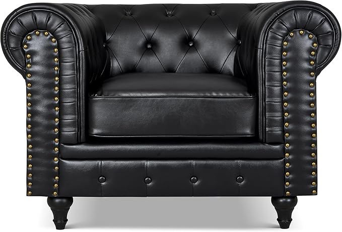 Velvet Chesterfield Armchair | Armchair | Velvet | Black, Grey and Brown | Deep Button Tufting | Free UK Delivery