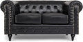 Bliss Chesterfield 2 Seater Sofa | 2 Seater | Faux Leather | Black, Grey and Brown | Button-Tufted Back | Free UK Delivery