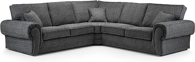 Wilcot 5 Seater Corner Sofa | 5 Seater Corner | Soft Polyester | Grey | Space-Saving Corner Design | Free UK Delivery
