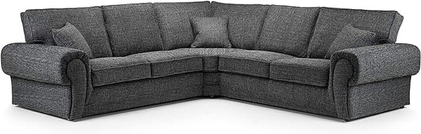 Wilcot 5 Seater Corner Sofa | 5 Seater Corner | Soft Polyester | Grey | Space-Saving Corner Design | Free UK Delivery