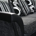 Shannon Corner Sofa | 5 Seater Corner | Fabric | Black and Grey | Deep Cushioned Padded Armrests | Free UK Delivery