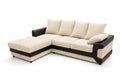 Bliss Dino L-Shaped Corner Sofa | 4 Seater Corner | Fabric and Faux Leather | 5 Colours | Wide Chaise | Free UK Delivery