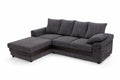 Bliss Dino L-Shaped Corner Sofa | 4 Seater Corner | Fabric and Faux Leather | 5 Colours | Wide Chaise | Free UK Delivery
