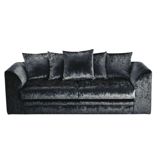Crushed Velvet 3 Seater Sofa | 3 Seater | Crushed Velvet | Silver, Mink and Black | Easy-Clean Fabric | Free UK Delivery