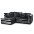 Crushed Velvet 4 Seater Corner Sofa | 4 Seater Corner | Crushed Velvet | Silver, Mink and Black | Two-Piece Click-Together Design | Free UK Delivery