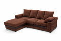 Bliss Dino L-Shaped Corner Sofa | 4 Seater Corner | Fabric and Faux Leather | 5 Colours | Wide Chaise | Free UK Delivery