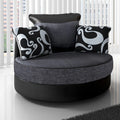 Shannon Chair | Swivel or Armchair | Fabric | Black and Grey | Smooth Swivel Base Option | Free UK Delivery