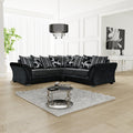 Shannon Corner Sofa | 5 Seater Corner | Fabric | Black and Grey | Deep Cushioned Padded Armrests | Free UK Delivery