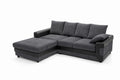 Bliss Dino L-Shaped Corner Sofa | 4 Seater Corner | Fabric and Faux Leather | 5 Colours | Wide Chaise | Free UK Delivery