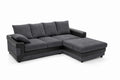 Bliss Dino L-Shaped Corner Sofa | 4 Seater Corner | Fabric and Faux Leather | 5 Colours | Wide Chaise | Free UK Delivery
