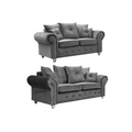 Olympia Sofa | 3+2 Seater Set | Plush Velvet | Grey | Chrome Studded Arms | Free UK Delivery