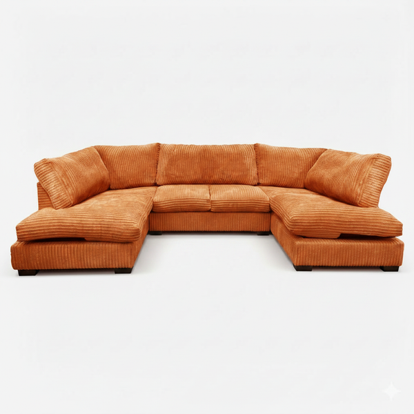 Bliss Furniture LTD U-Shaped Cord Sofa - Large Modular Sofa with Memory Foam Seating & Removable Cushion Covers - Seats 6-7 People - Ideal Sofa for Living Room