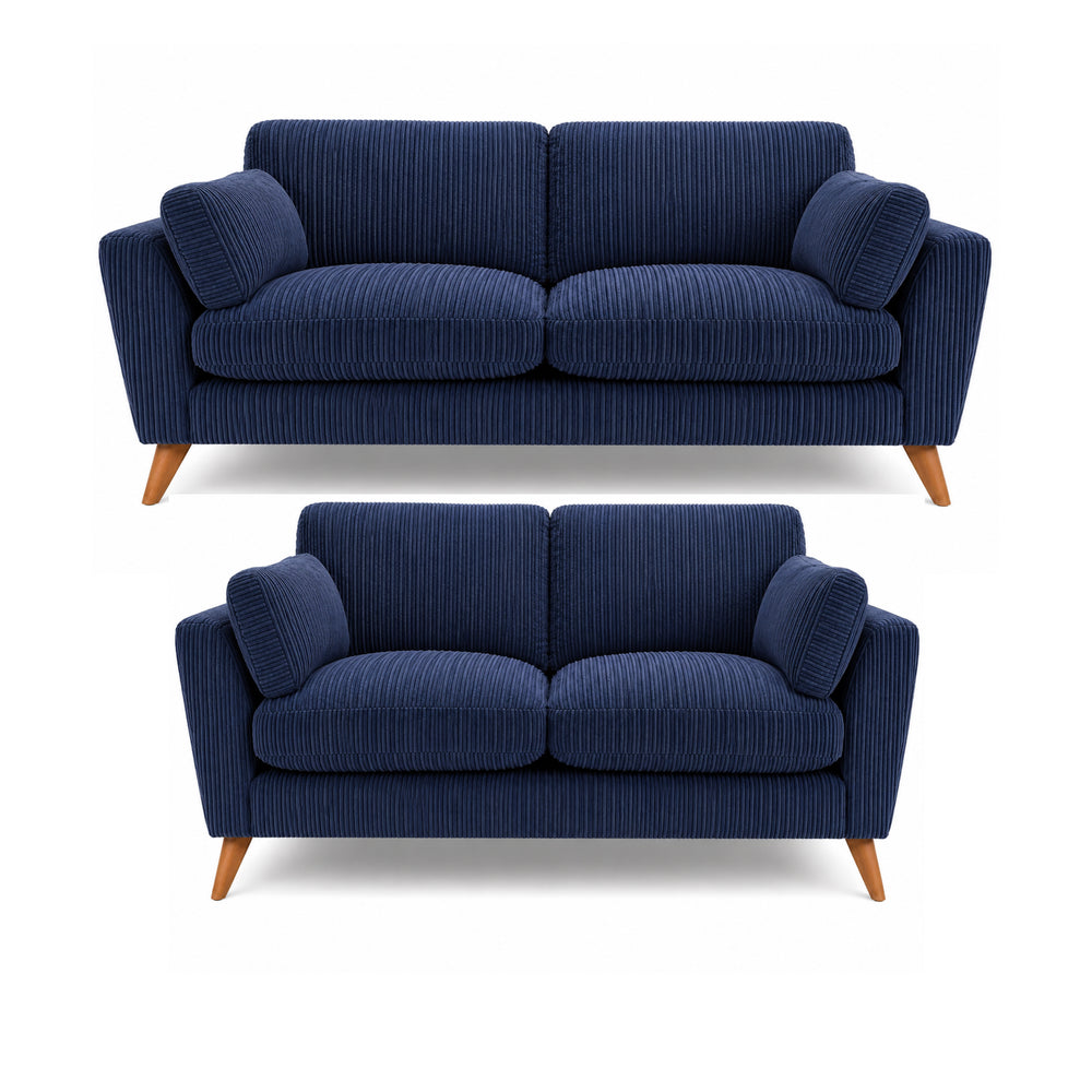 Bliss Harlow Jumbo Cord High Back 3+2 Seater Sofa Set – Corduroy Sofa Set, Supportive High Back, Solid Hardwood Frame, Washable Covers