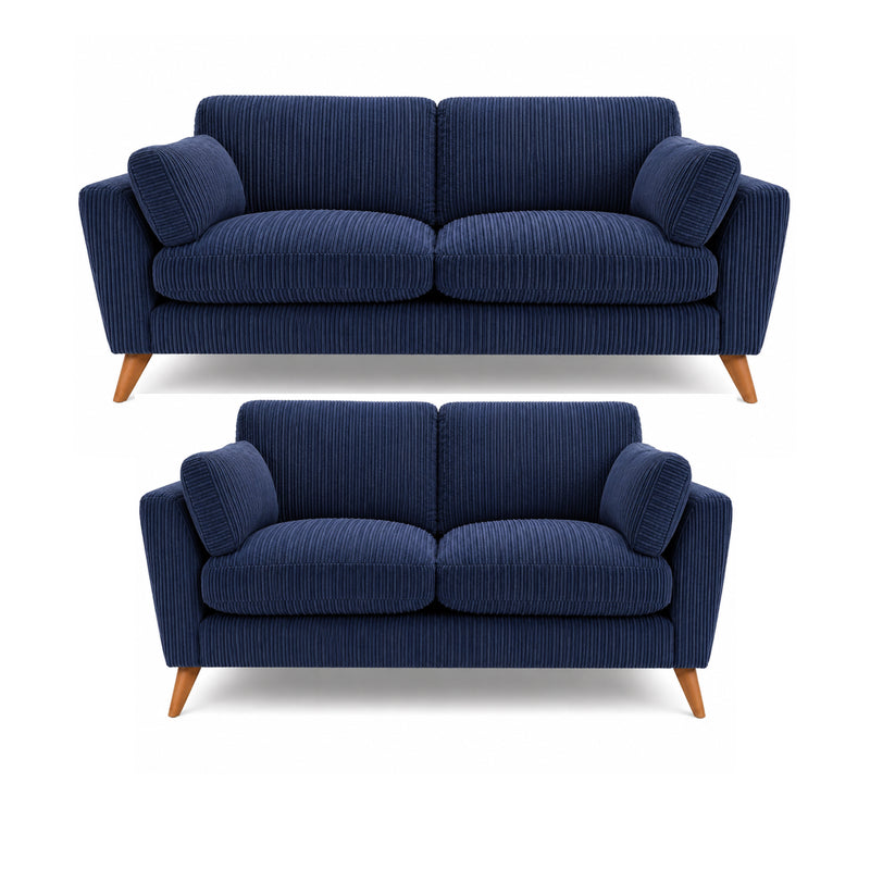Bliss Harlow Jumbo Cord High Back 3+2 Seater Sofa Set – Corduroy Sofa Set, Supportive High Back, Solid Hardwood Frame, Washable Covers