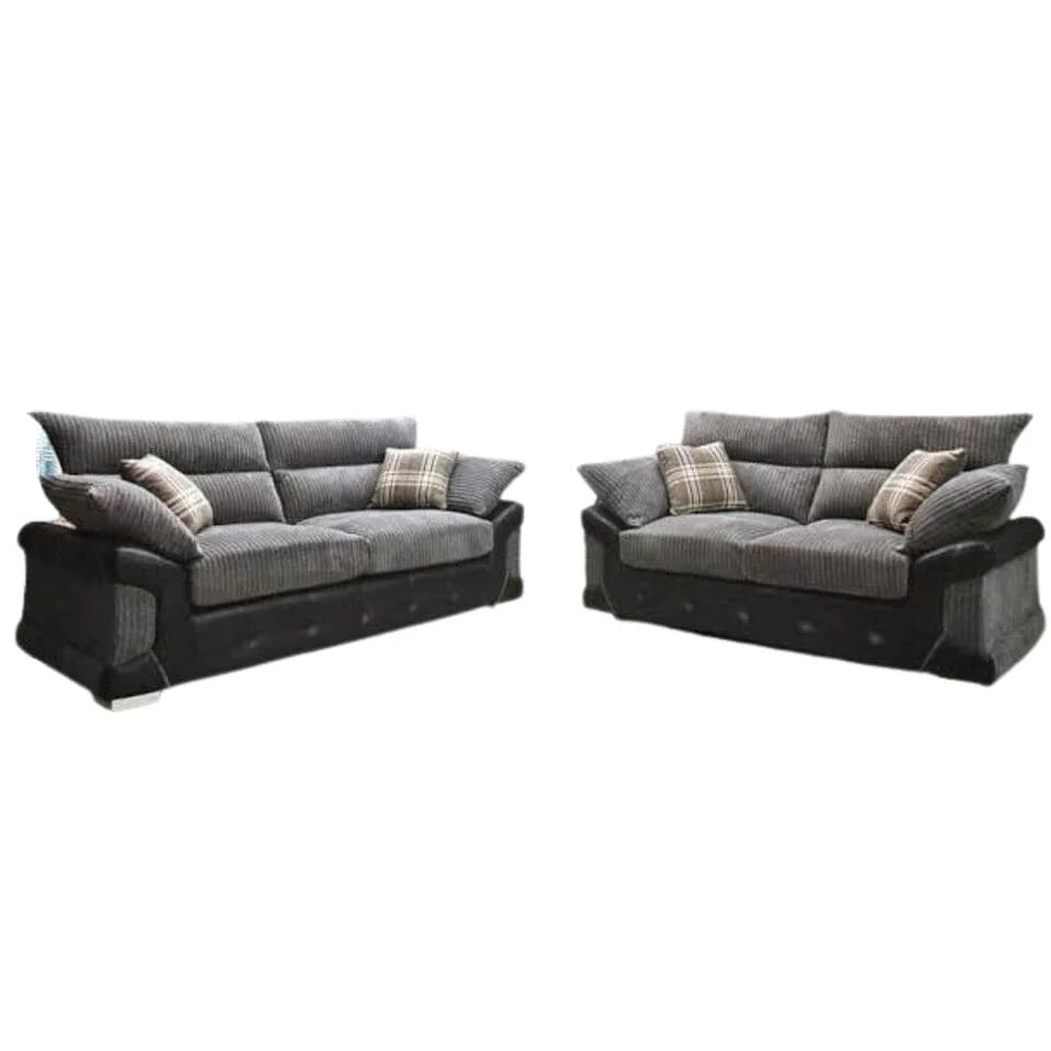 Logan Sofa | 3+2 Seater Set | Jumbo Cord | Black and Grey, Brown and Beige | Soft Velvety Touch | Free UK Delivery
