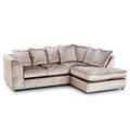 Crushed Velvet 4 Seater Corner Sofa | 4 Seater Corner | Crushed Velvet | Silver, Mink and Black | Two-Piece Click-Together Design | Free UK Delivery