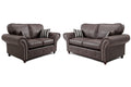 Oakland Sofa | 3+2 Seater Set | Faux Leather | Tan, Grey and Black | Chesterfield-Style Studded Design | Free UK Delivery