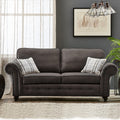 Oakland Sofa | 3 Seater | Faux Leather | Tan, Grey and Black | Chesterfield-Style Studded Design | Free UK Delivery