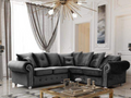 Olympia Chesterfield Corner Sofa | 5 Seater Corner | Plush Velvet | Grey | Studded Winged Arms | Free UK Delivery