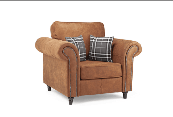 Oakland Armchair | Armchair | Faux Leather | Tan, Black and Grey | Chesterfield-Style Studded Design | Free UK Delivery