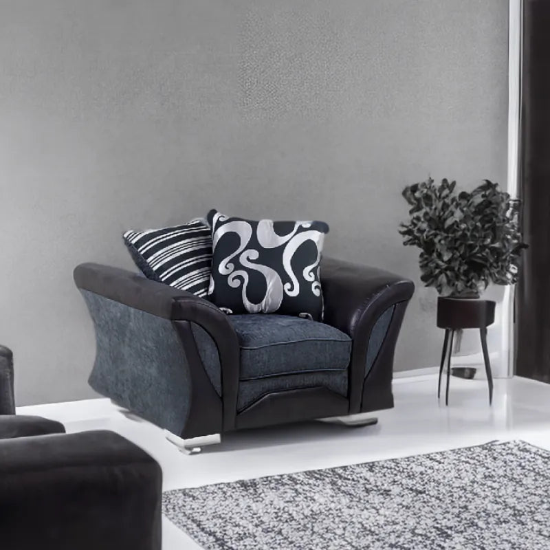 Shannon Chair | Swivel or Armchair | Fabric | Black and Grey | Smooth Swivel Base Option | Free UK Delivery