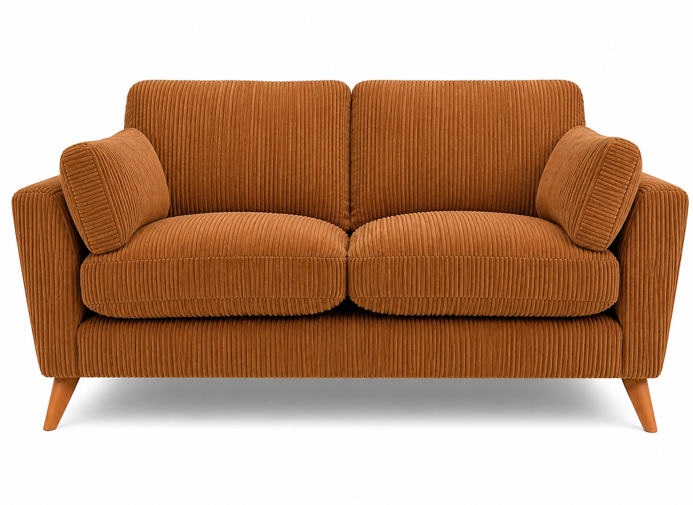 Bliss Harlow Jumbo Cord High Back 2 Seater Sofa – Compact Corduroy Sofa, Supportive High Back, Solid Hardwood Frame, Washable Covers