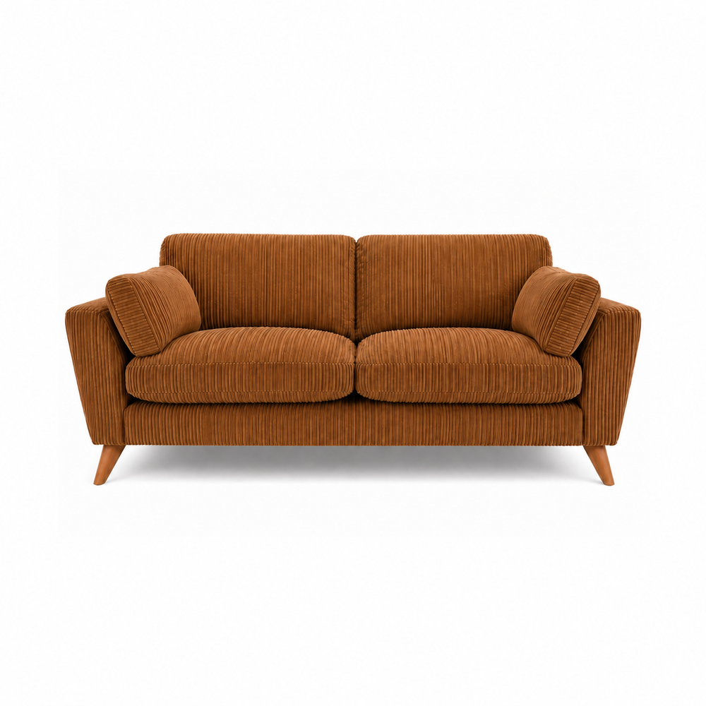 Bliss Harlow Jumbo Cord High Back 3 Seater Sofa – Corduroy Sofa, Supportive High Back, Solid Hardwood Frame, Washable Covers