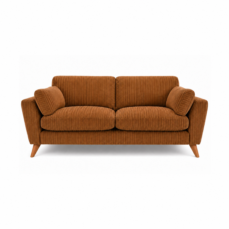 Bliss Harlow Jumbo Cord High Back 3 Seater Sofa – Corduroy Sofa, Supportive High Back, Solid Hardwood Frame, Washable Covers
