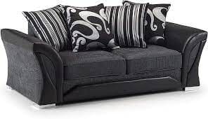 Shannon Sofa | 3 Seater | Fabric | Black and Grey | Complementing Scatter Cushions | Free UK Delivery