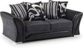 Shannon Sofa | 3 Seater | Fabric | Black and Grey | Complementing Scatter Cushions | Free UK Delivery