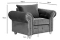 Olympia Chesterfield Armchair | Armchair | Plush Velvet | Grey | Studded Winged Arms | Free UK Delivery