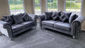 Olympia Sofa | 3+2 Seater Set | Plush Velvet | Grey | Chrome Studded Arms | Free UK Delivery