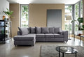 Bliss Jumbo Cord 5 Seater L-Shape Chaise Corner Sofa | 5 Seater Corner | Jumbo Cord | Grey and Cream | Memory Foam Seats | Free UK Delivery